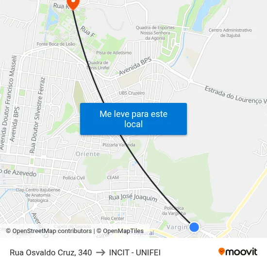 Rua Osvaldo Cruz, 340 to INCIT - UNIFEI map
