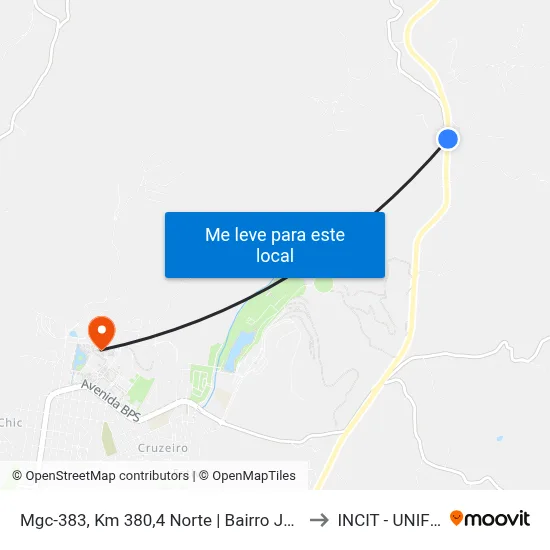 Mgc-383, Km 380,4 Norte | Bairro Juru to INCIT - UNIFEI map