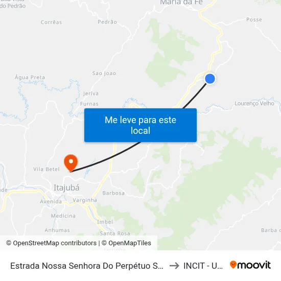Estrada Nossa Senhora Do Perpétuo Socorro, Oeste to INCIT - UNIFEI map