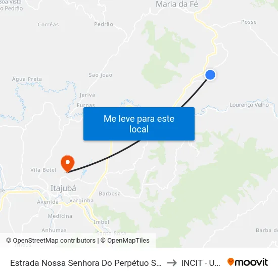 Estrada Nossa Senhora Do Perpétuo Socorro, Leste to INCIT - UNIFEI map
