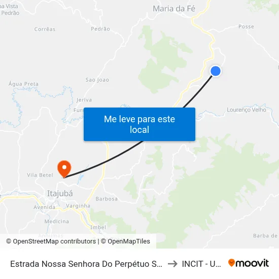 Estrada Nossa Senhora Do Perpétuo Socorro, Leste to INCIT - UNIFEI map