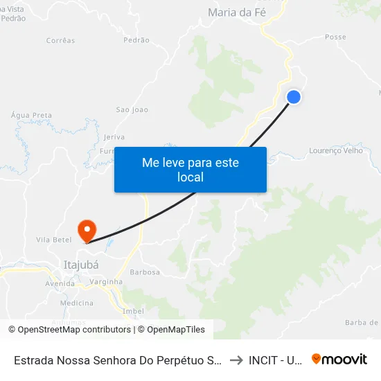 Estrada Nossa Senhora Do Perpétuo Socorro, Oeste to INCIT - UNIFEI map