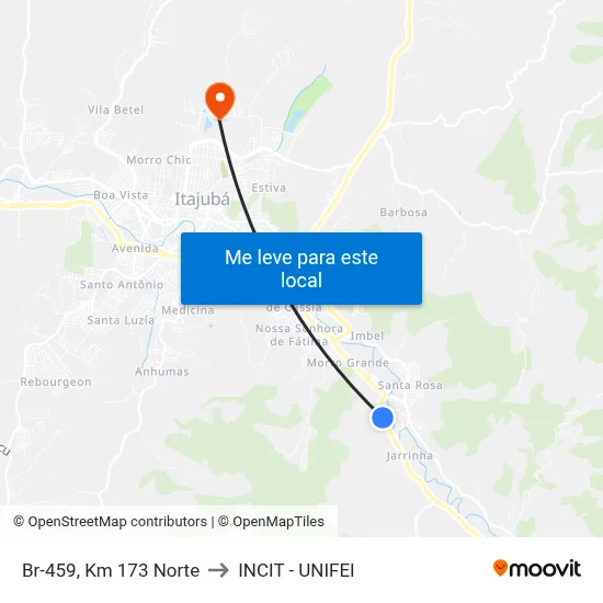 Br-459, Km 173 Norte to INCIT - UNIFEI map