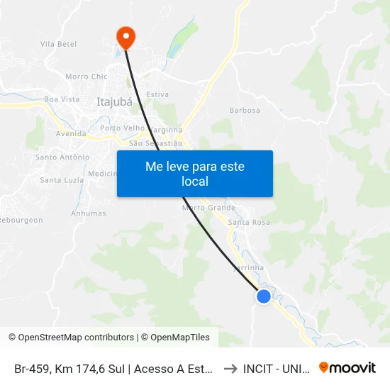 Br-459, Km 174,6 Sul | Acesso A Estância to INCIT - UNIFEI map