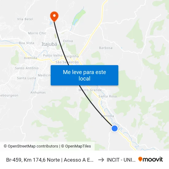 Br-459, Km 174,6 Norte | Acesso A Estância to INCIT - UNIFEI map