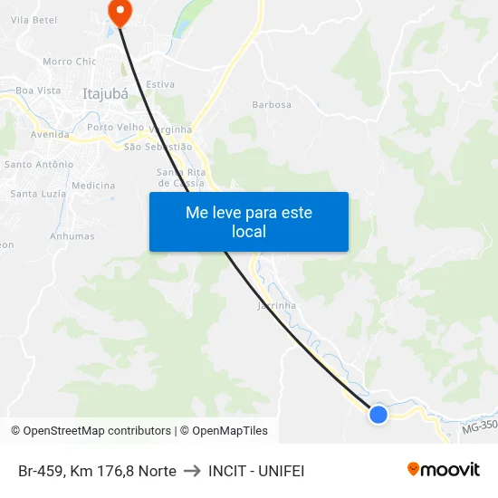 Br-459, Km 176,8 Norte to INCIT - UNIFEI map