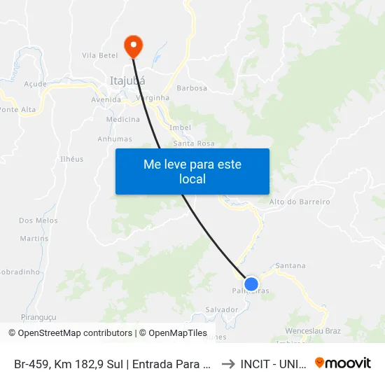 Br-459, Km 182,9 Sul | Entrada Para Freire to INCIT - UNIFEI map