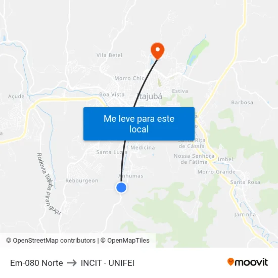 Em-080 Norte to INCIT - UNIFEI map