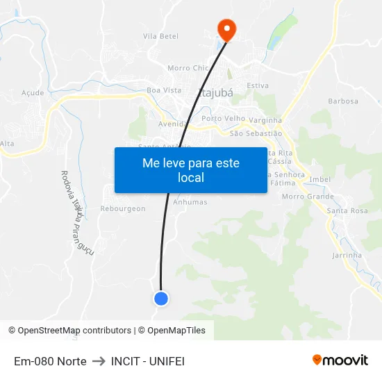 Em-080 Norte to INCIT - UNIFEI map