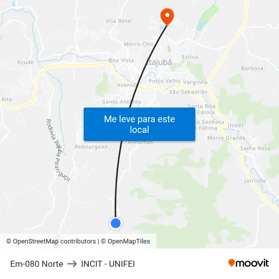 Em-080 Norte to INCIT - UNIFEI map