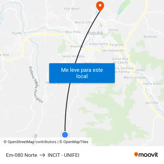 Em-080 Norte to INCIT - UNIFEI map