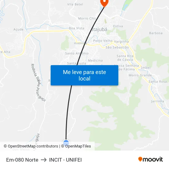 Em-080 Norte to INCIT - UNIFEI map