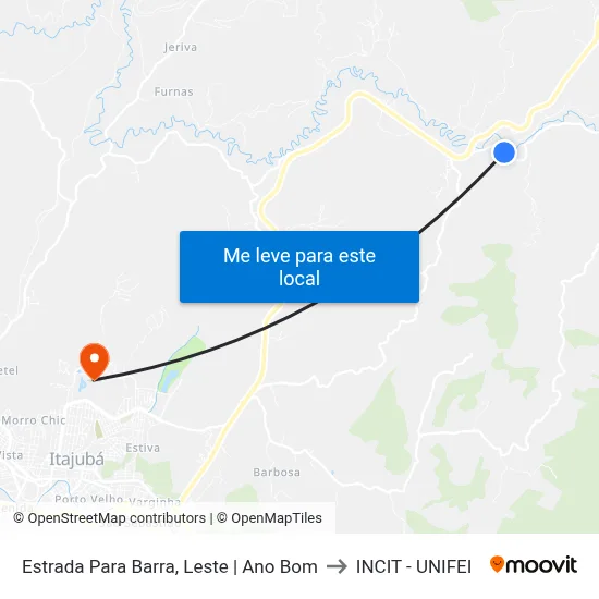 Estrada Para Barra, Leste | Ano Bom to INCIT - UNIFEI map
