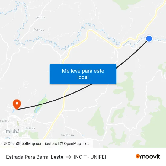 Estrada Para Barra, Leste to INCIT - UNIFEI map