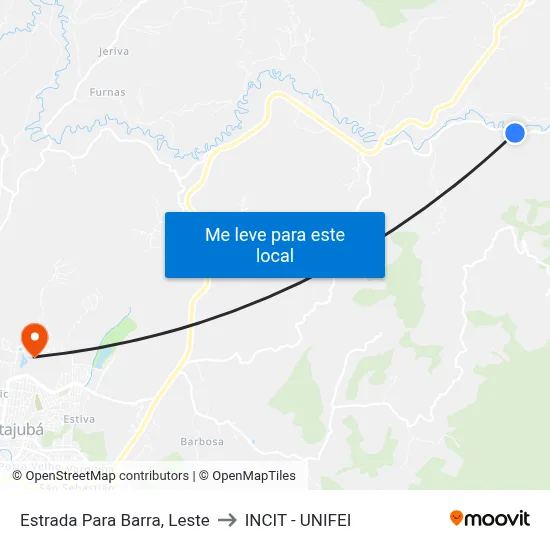 Estrada Para Barra, Leste to INCIT - UNIFEI map