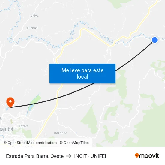 Estrada Para Barra, Oeste to INCIT - UNIFEI map
