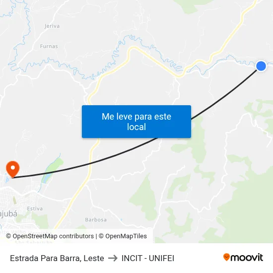 Estrada Para Barra, Leste to INCIT - UNIFEI map