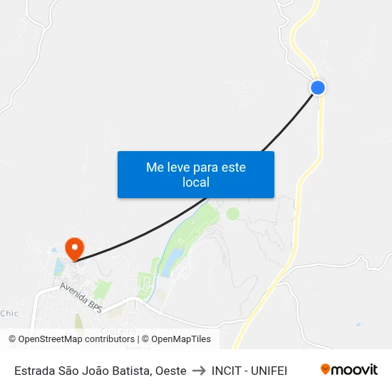 Estrada São João Batista, Oeste to INCIT - UNIFEI map