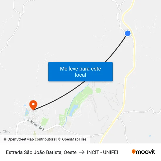 Estrada São João Batista, Oeste to INCIT - UNIFEI map