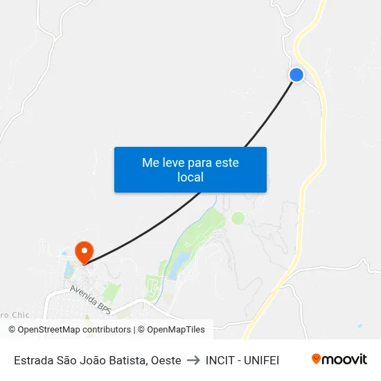 Estrada São João Batista, Oeste to INCIT - UNIFEI map