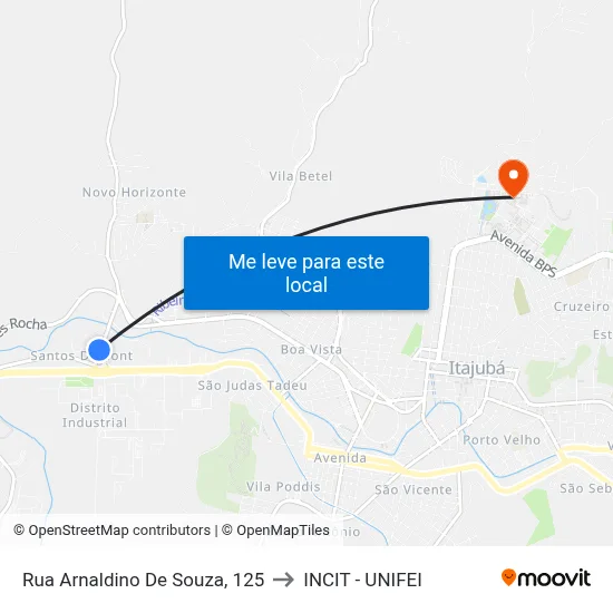 Rua Arnaldino De Souza, 125 to INCIT - UNIFEI map