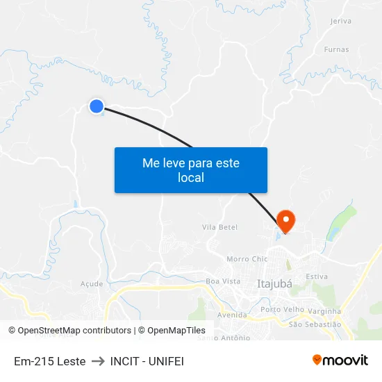 Em-215 Leste to INCIT - UNIFEI map
