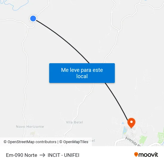 Em-090 Norte to INCIT - UNIFEI map