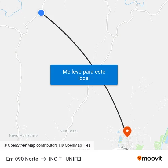 Em-090 Norte to INCIT - UNIFEI map