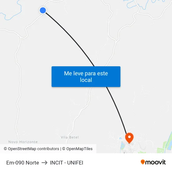 Em-090 Norte to INCIT - UNIFEI map