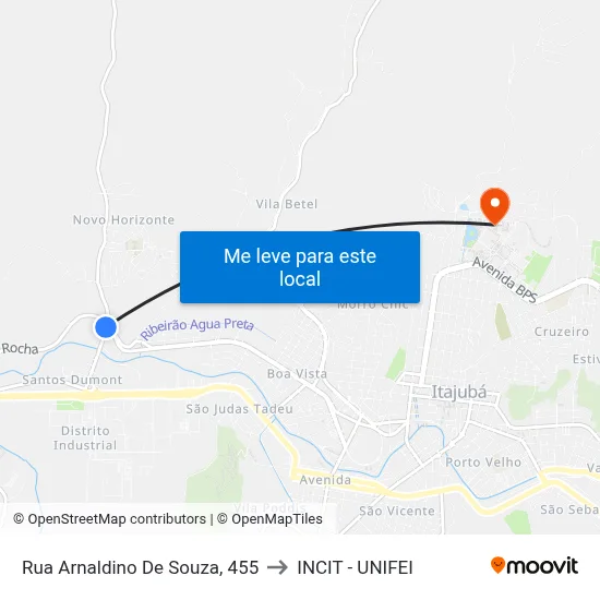 Rua Arnaldino De Souza, 455 to INCIT - UNIFEI map