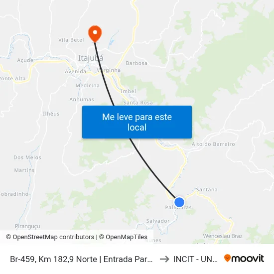 Br-459, Km 182,9 Norte | Entrada Para Freire to INCIT - UNIFEI map
