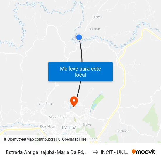 Estrada Antiga Itajubá/Maria Da Fé, Norte to INCIT - UNIFEI map