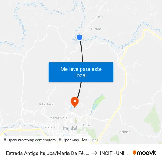Estrada Antiga Itajubá/Maria Da Fé, Sul to INCIT - UNIFEI map
