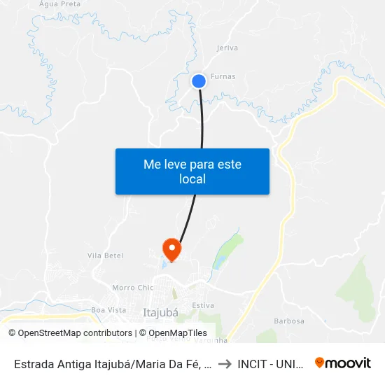 Estrada Antiga Itajubá/Maria Da Fé, Sul to INCIT - UNIFEI map
