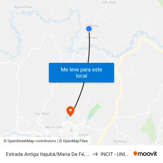 Estrada Antiga Itajubá/Maria Da Fé, Sul to INCIT - UNIFEI map