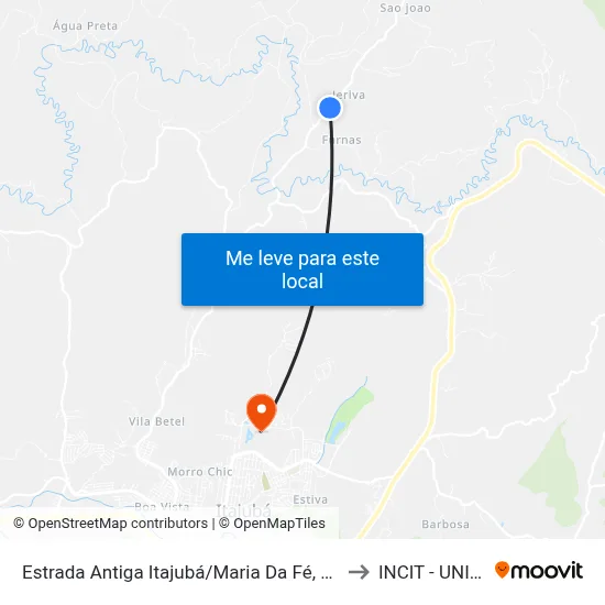 Estrada Antiga Itajubá/Maria Da Fé, Norte to INCIT - UNIFEI map