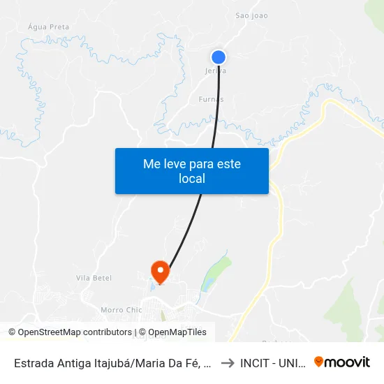 Estrada Antiga Itajubá/Maria Da Fé, Norte to INCIT - UNIFEI map