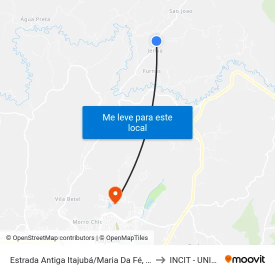 Estrada Antiga Itajubá/Maria Da Fé, Sul to INCIT - UNIFEI map
