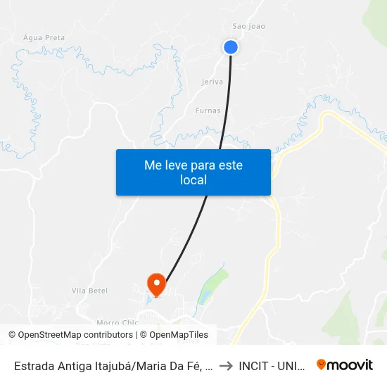 Estrada Antiga Itajubá/Maria Da Fé, Sul to INCIT - UNIFEI map