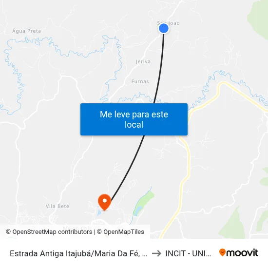 Estrada Antiga Itajubá/Maria Da Fé, Sul to INCIT - UNIFEI map