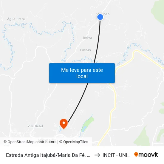 Estrada Antiga Itajubá/Maria Da Fé, Norte to INCIT - UNIFEI map