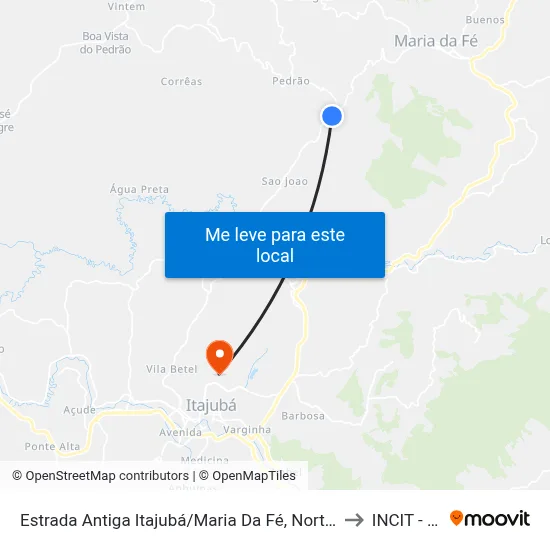 Estrada Antiga Itajubá/Maria Da Fé, Norte | Entrada Para Pedrão to INCIT - UNIFEI map