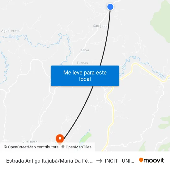 Estrada Antiga Itajubá/Maria Da Fé, Sul to INCIT - UNIFEI map