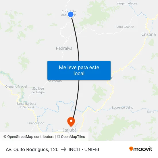 Av. Quito Rodrigues, 120 to INCIT - UNIFEI map