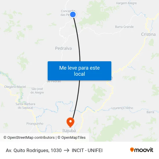 Av. Quito Rodrigues, 1030 to INCIT - UNIFEI map