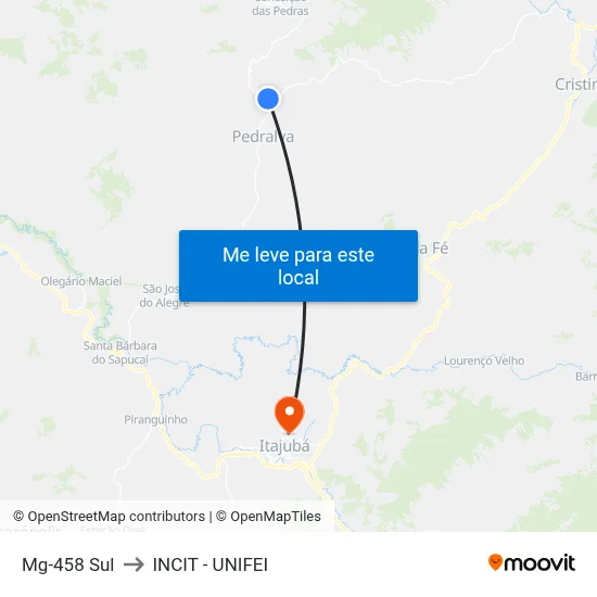 Mg-458 Sul to INCIT - UNIFEI map