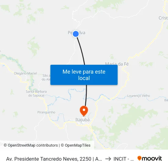 Av. Presidente Tancredo Neves, 2250 | Acesso Norte A Pedralva to INCIT - UNIFEI map