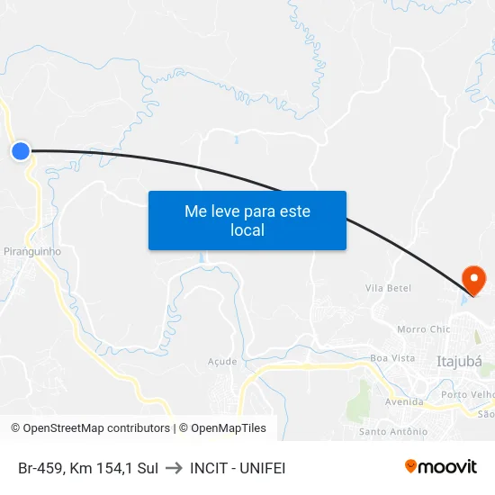 Br-459, Km 154,1 Sul to INCIT - UNIFEI map