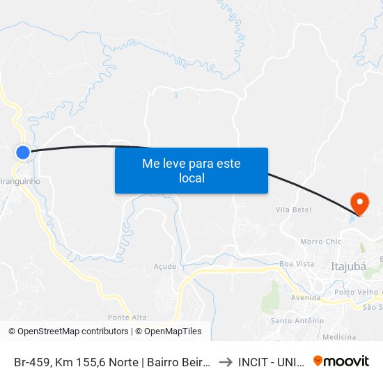 Br-459, Km 155,6 Norte | Bairro Beira-Rio to INCIT - UNIFEI map