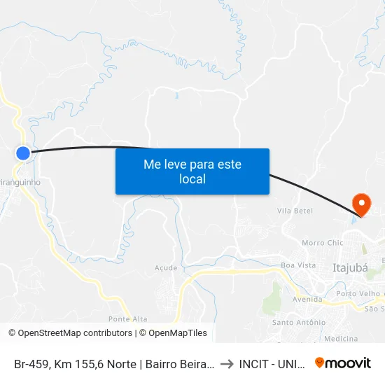 Br-459, Km 155,6 Norte | Bairro Beira-Rio to INCIT - UNIFEI map